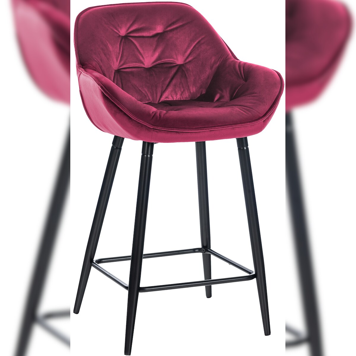 DELUKE Barhocker KUTOR - Samt Lila 54x57.5x103 cm | Barstuhl Mit Lehne Tresenhocker Tresenstuhl Kneipenhocker Kneipenstuhl Image