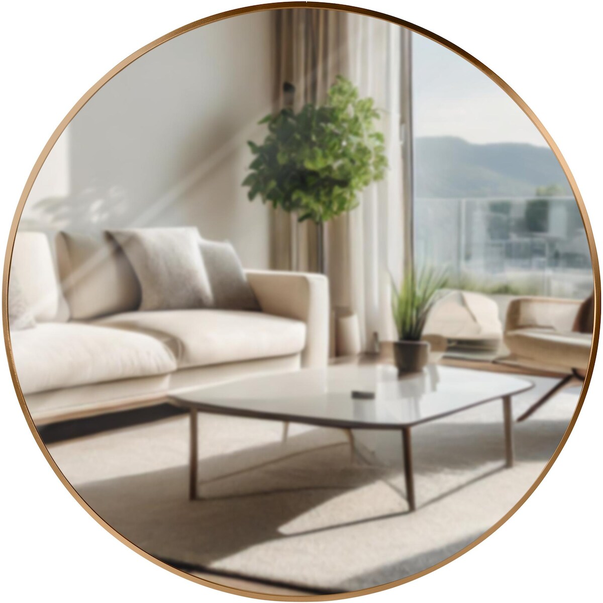 DELUKE Wandspiegel GDANSK - Metall Gold matt 80x3x80 cm | Runder Spiegel Wand Hängespiegel Schlafzimmer Flur Image