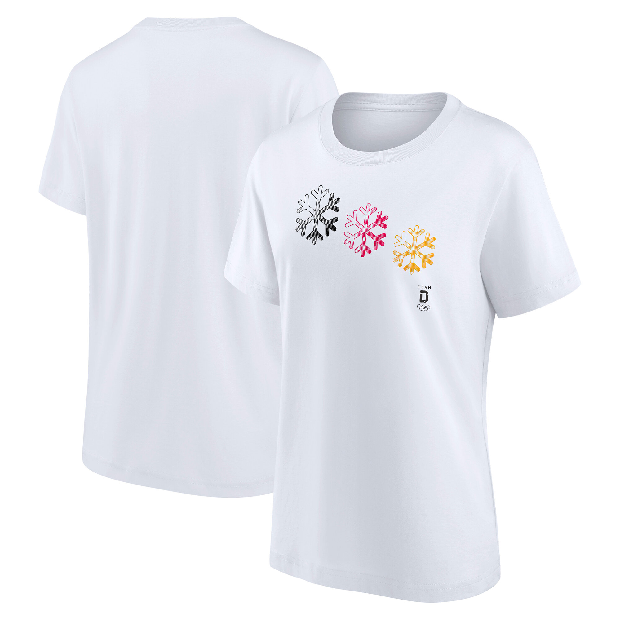 Team D Ombre Snowflake Grafik-T-Shirt - Weiß - Damen Image