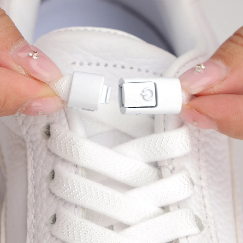 No Tie Schnürsenkel Bunte Press Lock Flats Schnürsenkel ohne Bänder 8 mm dicke elastische Tennisschnürsenkel für Sportschuhe Zubehör Image