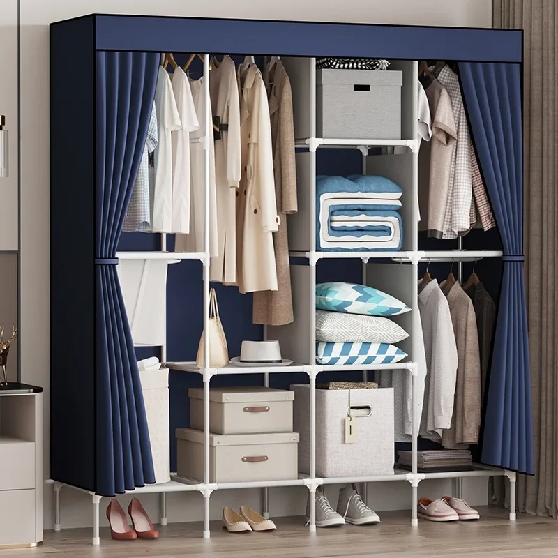 Stoff-Kleiderschrank, Stahlrohr, kräftiger Verstärkungsreißverschluss, vollständig geschlossener Kleiderschrank für Einzelschlafsaal, Vlies-Kleiderschrank