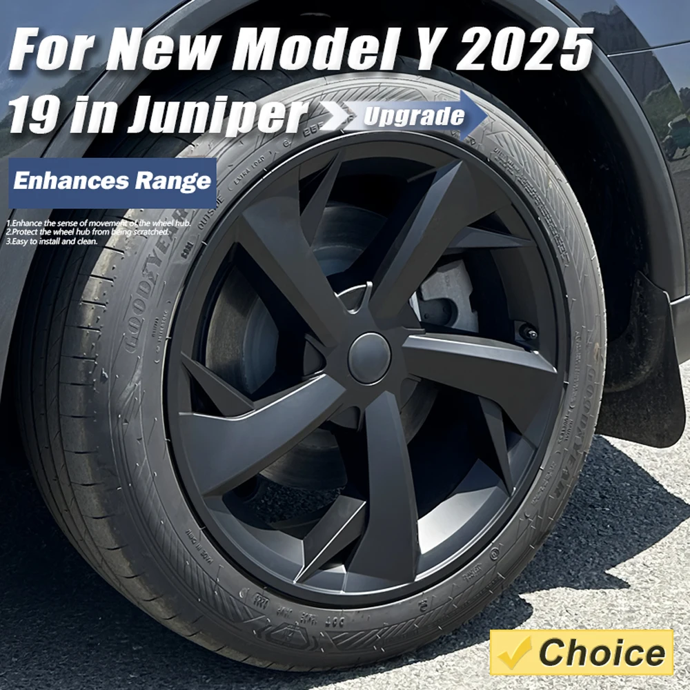 4PCS 19 Zoll Radkappe für Tesla Modell Y Juniper 2025 Radkappe Leistung Ersatz 19''Crossflow Räder Abdeckung Vollrand zubehör Image