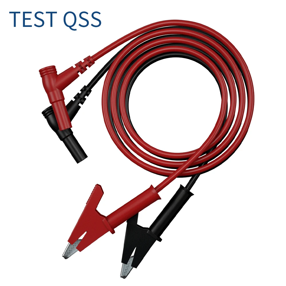 QSS 1M 2PCS Multimeter Messleitung Bananenstecker auf Krokodilklemmen Drahtkabel mit Isolatoren Kupferklemmen Rot Schwarz Q.70065 Image