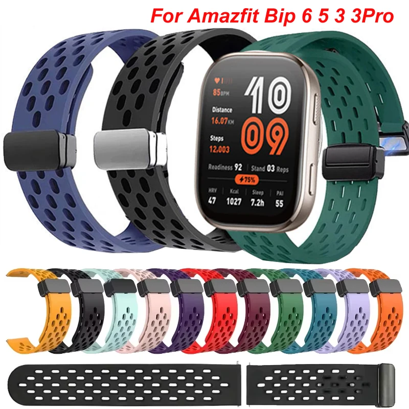 20 mm 22 mm magnetisches Silikonband für Amazfit Bip 6 5 5 Unity 3 3Pro Sportarmband für Amazfit GTR/GTS 4 3 2/Active 2/GTR 42 47 mm Image