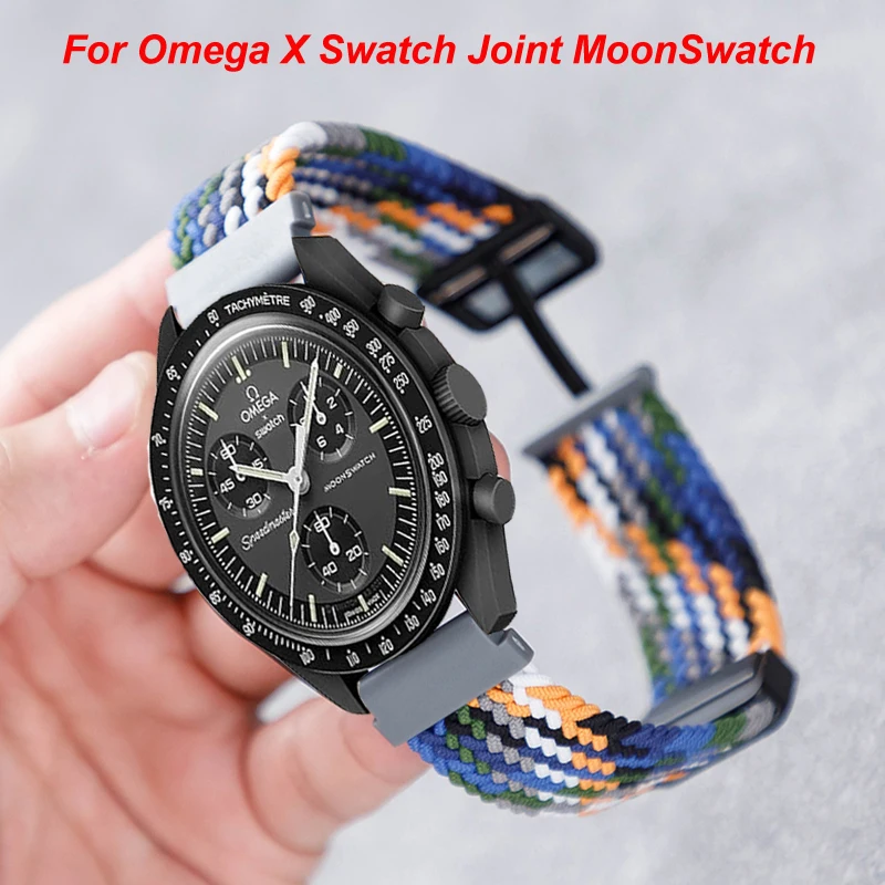 22mm 20mm Nylon Geflochtene Schleife Strap Für Omega X Swatch Joint MoonSwatch Band Sport Armband Für Xiaomi uhr 2Pro/S4 S3 S2 S1 Image