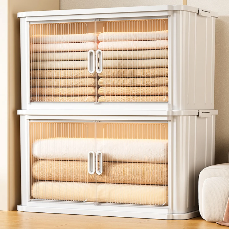 Zusammenklappbarer Aufbewahrungsschrank für zu Hause, Aufbewahrungsschrank für Snacks und Getränke aus Kunststoff für zu Hause, vergrößerter und verdickter Kleideraufbewahrungsschrank