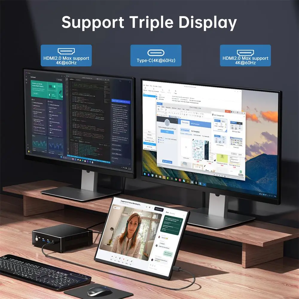 MSECORE New MQ50 Gaming Mini PC AMD Ryzen 9 8945HS Office Desktop Computer Portble HTPC Thunderbolt DDR5 NVME SSD Wifi6 4K BT5.3