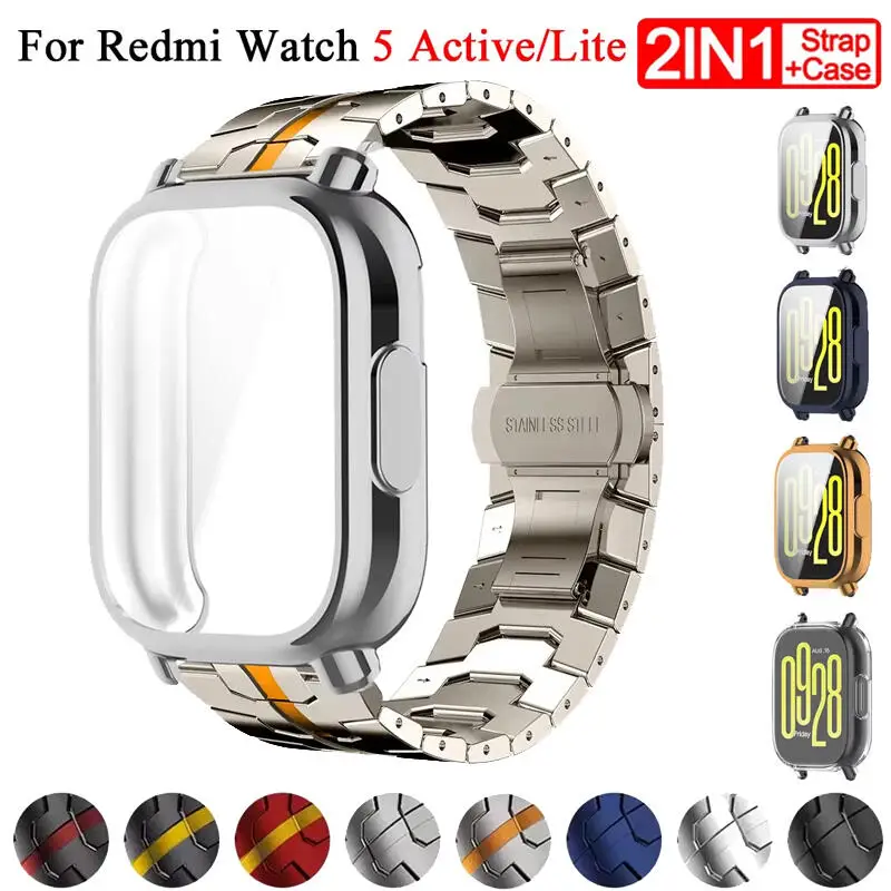 TPU-Gehäuse + Edelstahlarmband für Redmi Watch 5 Active/5 Lite, vollständige Abdeckung, Metallarmband für Redmi Watch 5 Active/5 Lite Image