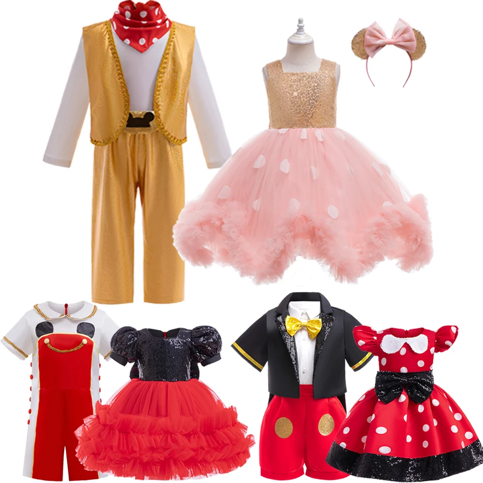 Disney Mickey Mouse Cosplay Sets Kind Weihnachten Mickey Und Minnie Bühnenkostüm Kinder Halloween Party Fancy Outfit Image