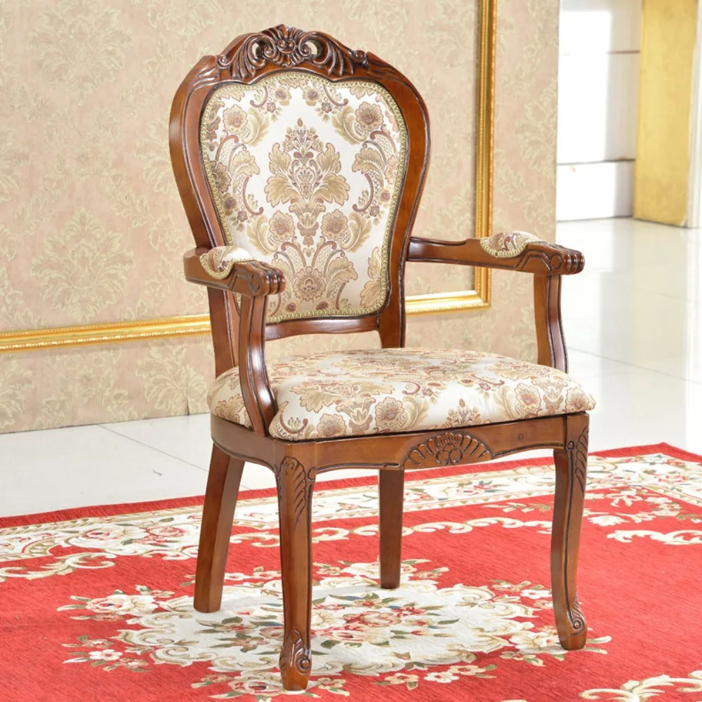 Europäische Esszimmerstühle, geschnitzte Hotels, Massivholzmöbel