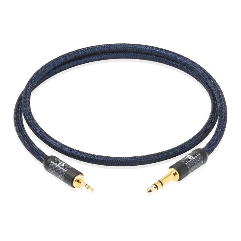 ATAUDIO HiFi 3,5 auf 6,5 Kabel reines Silber Stereo 3,5 mm Klinke auf 6,5 mm TRS/TS 1/4 Zoll Audiokabel für Telefon-Mischpult-Verstärker Image
