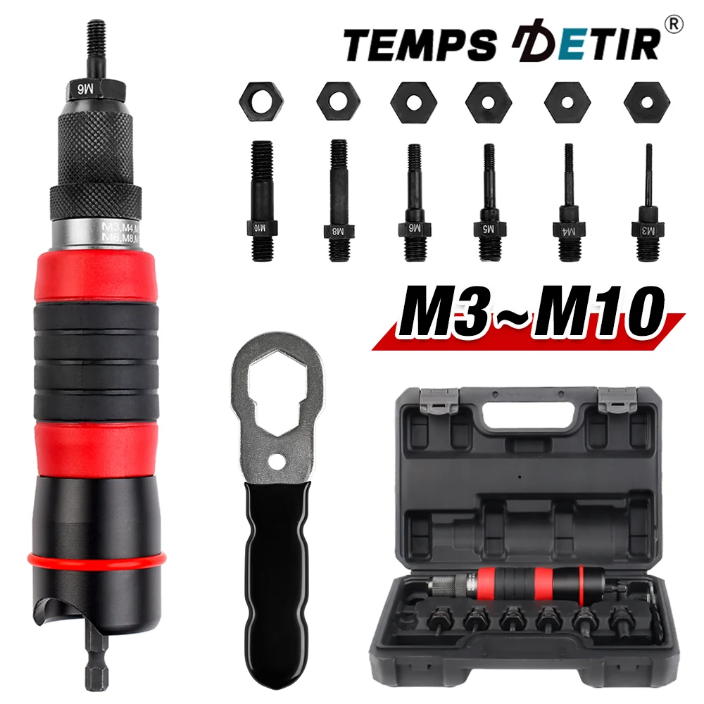 M3 M4 M5 M6 M8 M10 Home Nietmutter Pistole Konverter Kit Abnehmbare DIY Mutter Einsatz Mutter Nieten Werkzeug Cordless elektrische Nieten Werkzeug Image