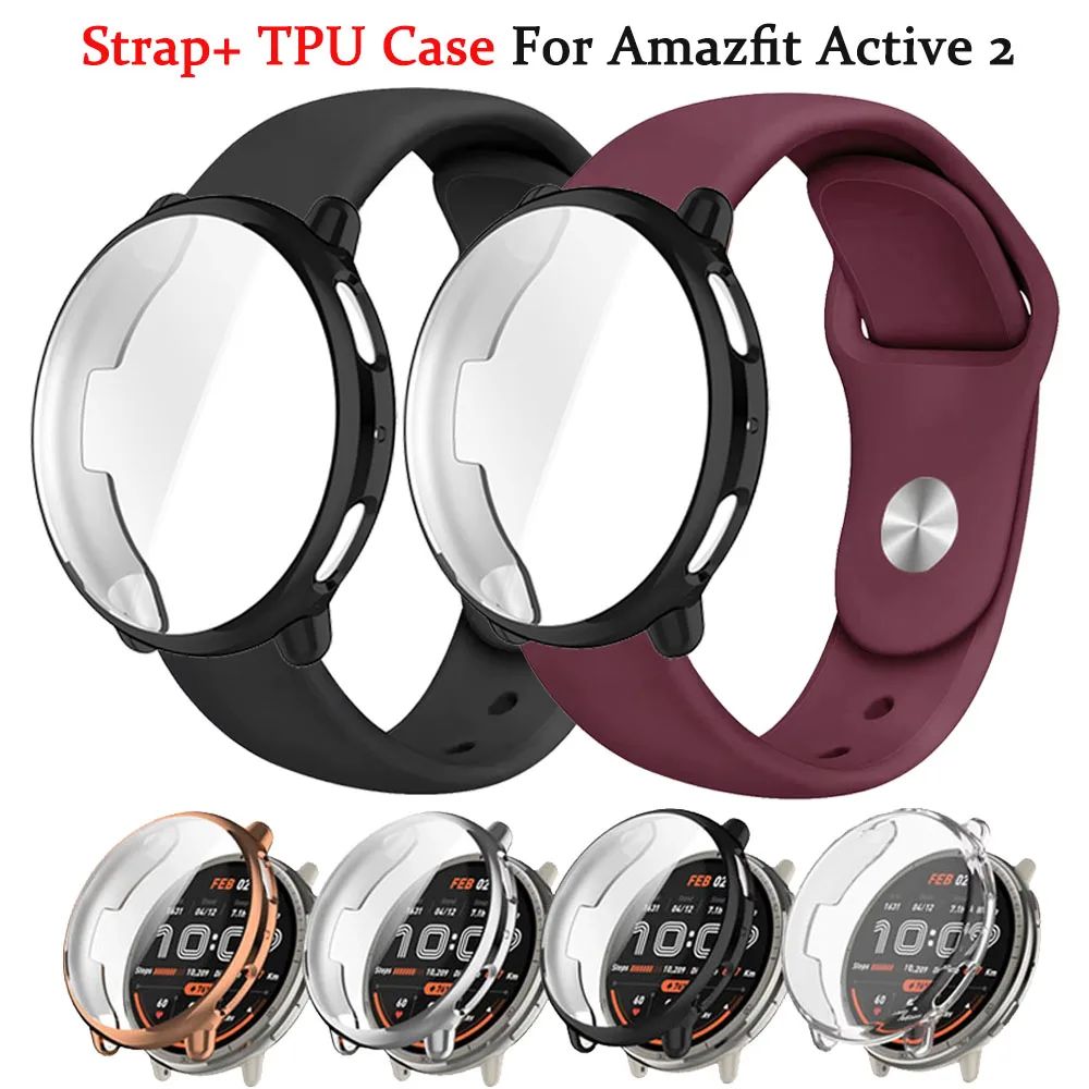 Silikonarmband + TPU-Hülle für Amazfit Active 2 Sport-Armband-Zubehör Correa für Amazfit Active 2 Vollformat-Schutzhülle Image