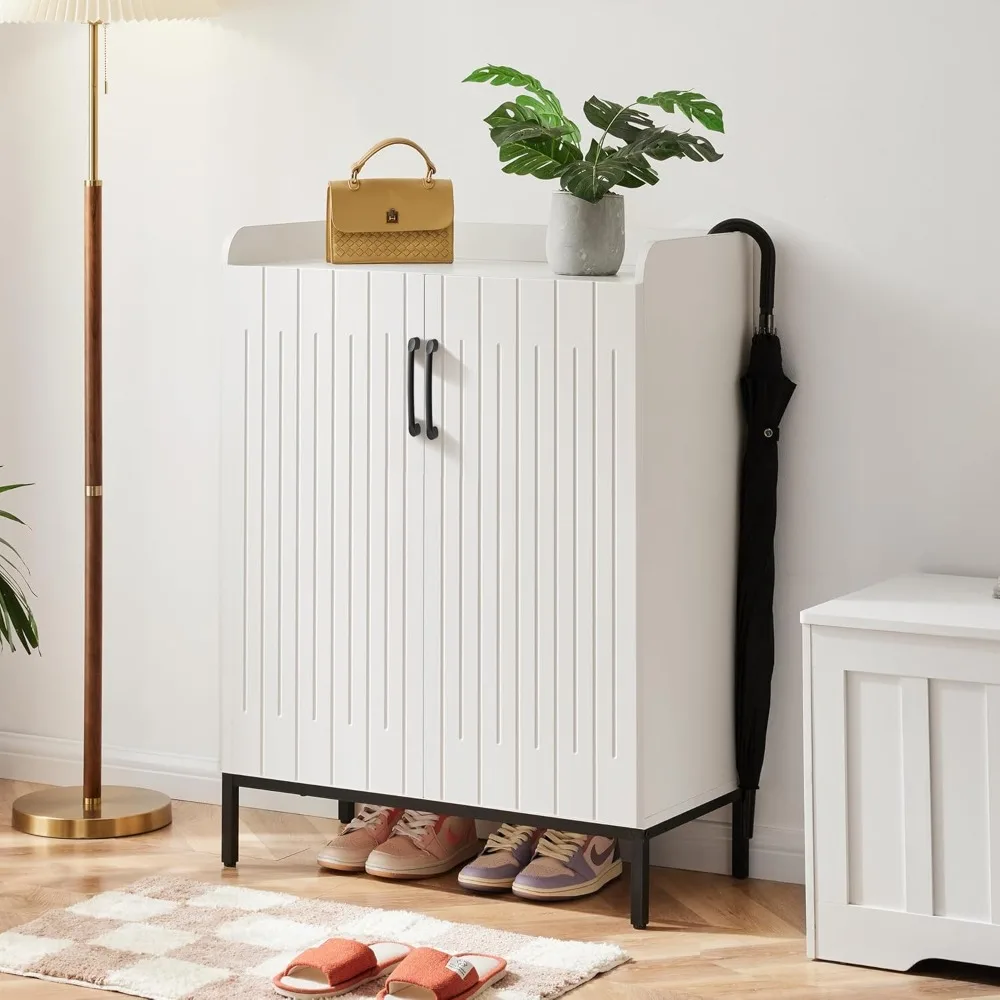 Moderner Schuhschrank aus Holz mit 2 Türen, 5-stöckiger unabhängiger Schuhschrank und verstellbaren Regalen