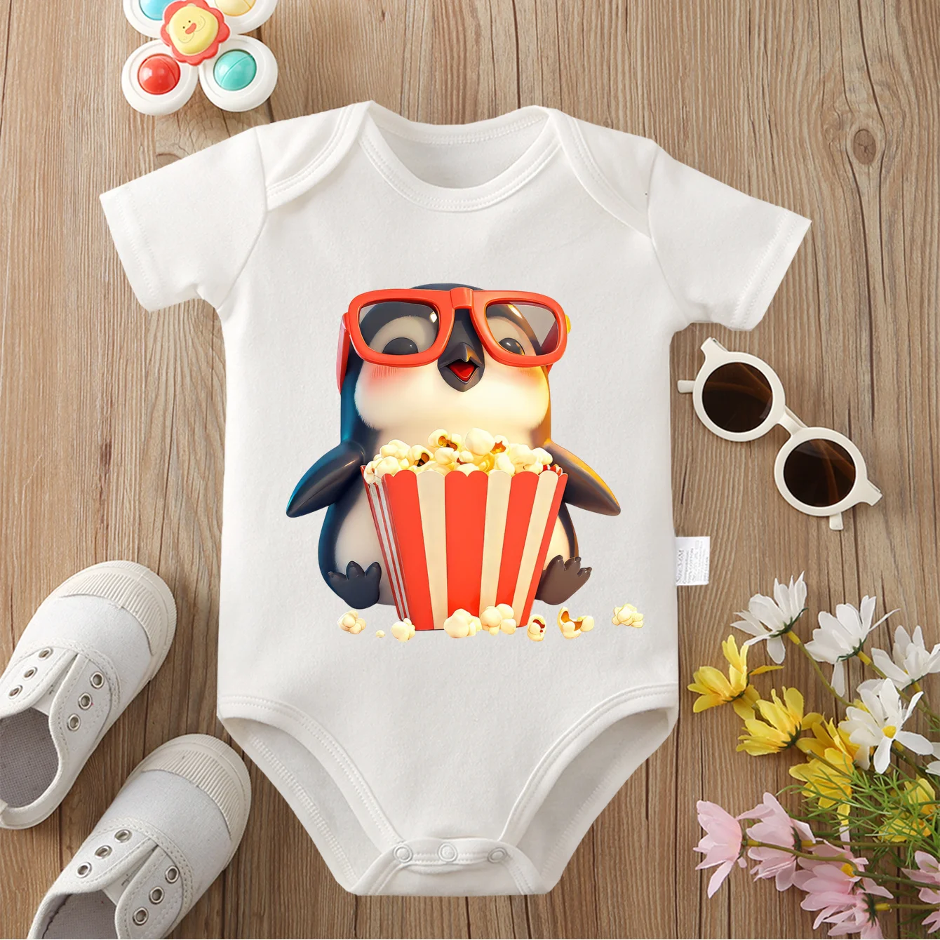 Cooler Baby-Pinguin-Body aus 100 % Baumwolle, weiche Babykleidung, bestes Geschenk für Baby-Einteiler, Overall für 0 bis 12 Monate, süßes Neugeborenes Image