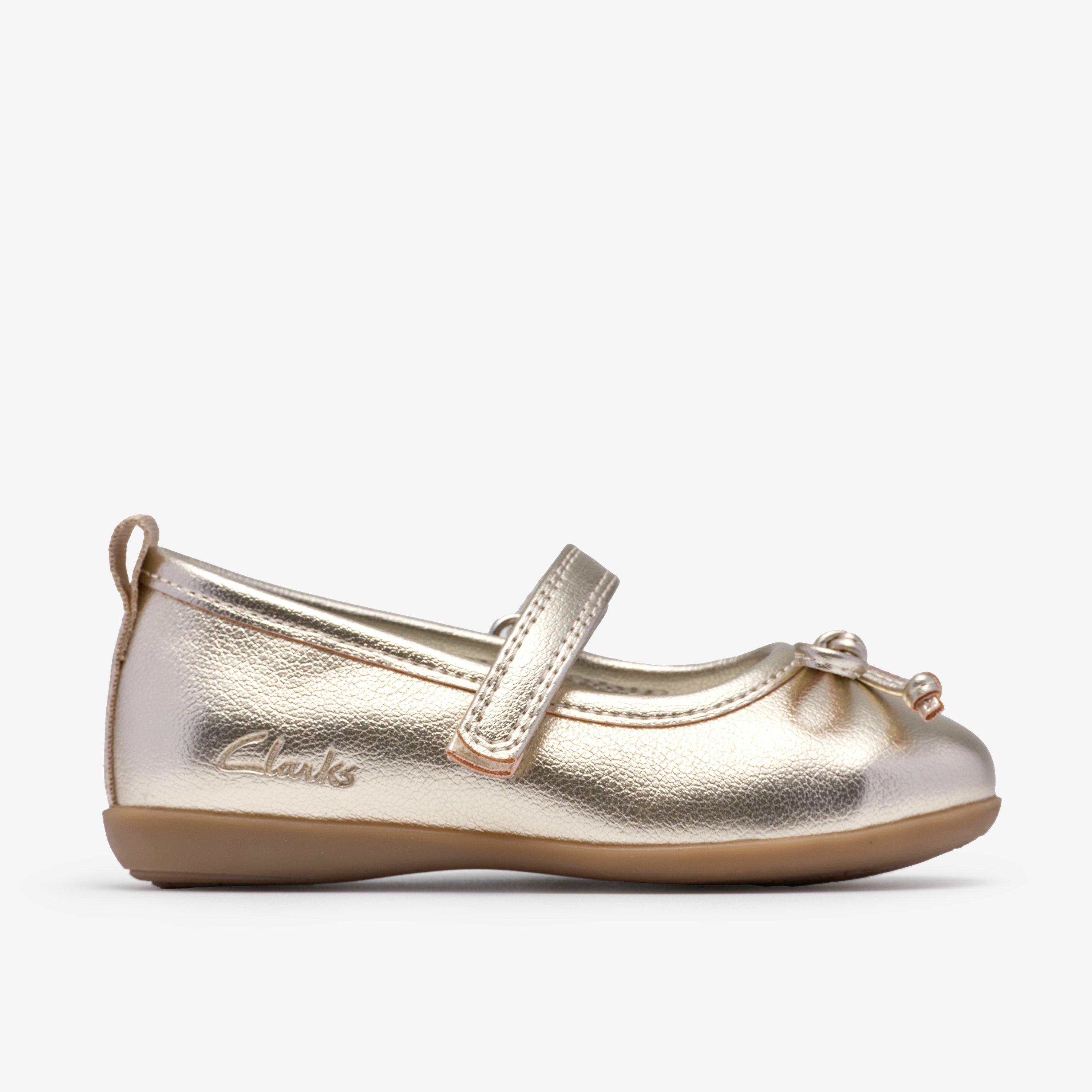 Clarks Girls Charm Tap T. Champagne Shoes - Gold - Size UK 4 Infant | Clarks Sale | Discount Designer Brands