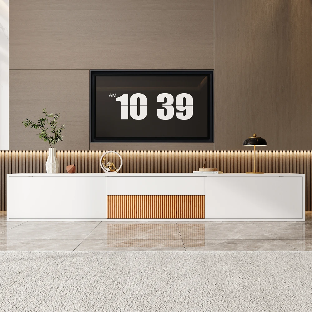 Moderner TV-Schrank, TV-Ständer, TV-Panel, untere TV-Ständer. Einzigartiges Design, kann einen Projektor halten. 180 x 34 x 30 cm (L x B x H)