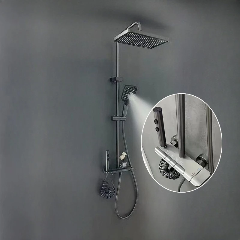 Regenfall Druck Badezimmer Dusche Set Heiß Kalt Badezimmer Dusche Wasserhahn Komplettset Vier Wege Wasser Auslass Badezimmer Dusche System