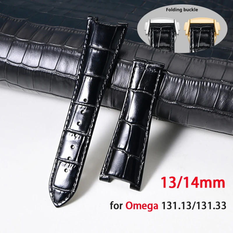 Konkaves Endband für 13 x 25 mm, 14 x 25 mm, Omega Constellation 131.13/131.33 Rindsleder, echtes Leder, wasserdichtes Uhrenarmband Image