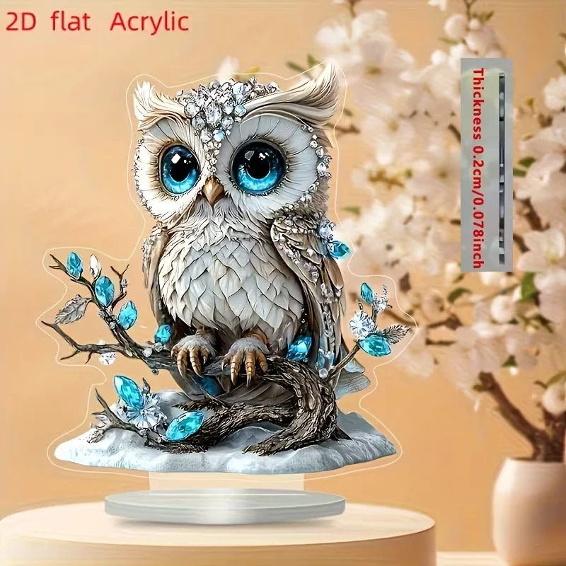 Böhmischer Stil, Acryl-Eule, Tischdekoration, Vogel-Dekoration, 1 Stück, für Zuhause, Büro, Café, geeignetes dekoratives Stück Image
