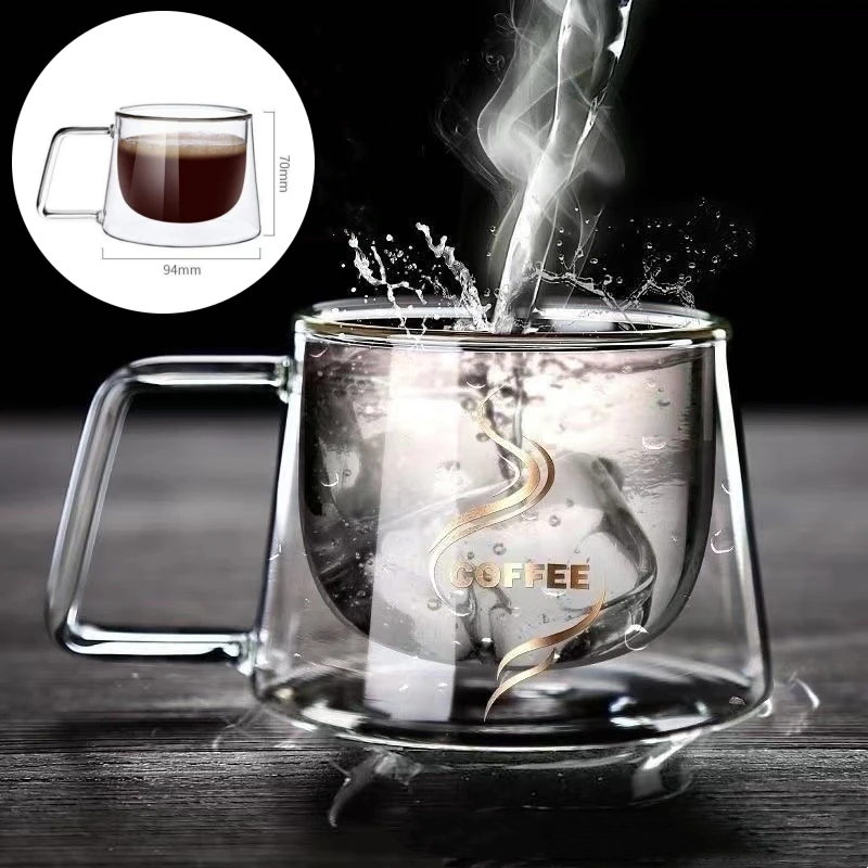 1/2pcs doppelwandige Glas Kaffeetasse hitze beständige Tee Milch Saft Kaffee Wasser Espresso tasse thermo isolierte Tasse für den Haushalt Image