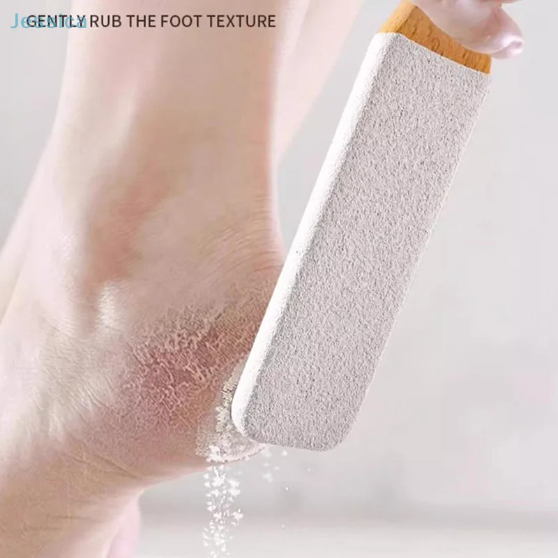  Fußfeile mit Bambusgriff, natürlicher Bimsstein-Peeling, professionelles Pediküre-Werkzeug, Hornhautentferner für Fersen Image