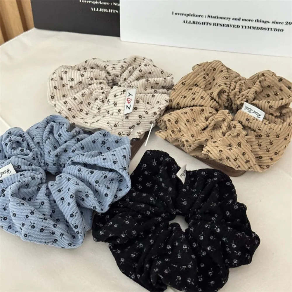 1/4 Stück florales Cord-Haargummi im Vintage-Stil, süßer Stil, perfekt für tägliche Girly-Frisuren, süßer Haarschmuck für Damen, ideal lässig Image
