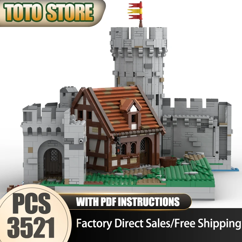 Mittelalterliche Burg Modell Moc Baustein Halten Leithaus Gebäude Modell Technologie Ziegel DIY Montage Modulare Bau Spielzeug Image