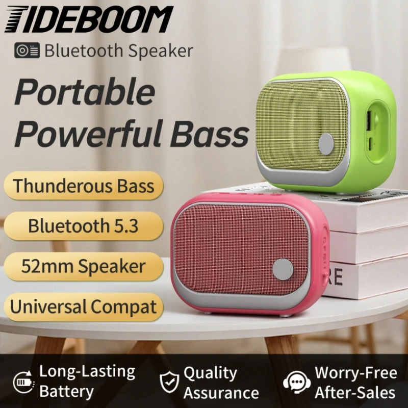 Tragbarer kabelloser Lautsprecher, Bluetooth 5.3, Handy, Desktop, Zuhause, Outdoor, praktischer Mini-Subwoofer, unterstützt Tf TWS, FM, RGB Image