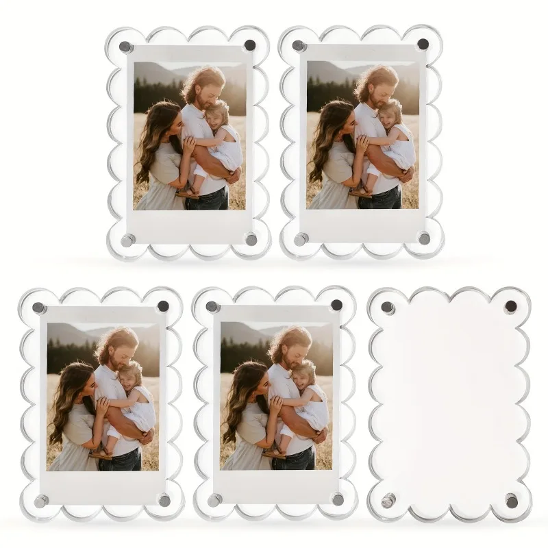 5/10pc Acryl Welle Magnetische Foto Rahmen Set für Polaroid Bilderrahmen Doppelseitige Foto Clip Transparent Foto display Rahmen