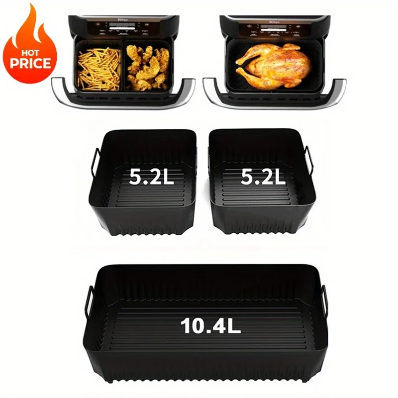 Silikon-Luftfritteuse-Einlage für NinjaAF500, antihaftbeschichtet, hitzebeständig, leicht zu reinigen, Kochzubehör, Luftfritteuse-Korb, Luft-Bratpfanne Image