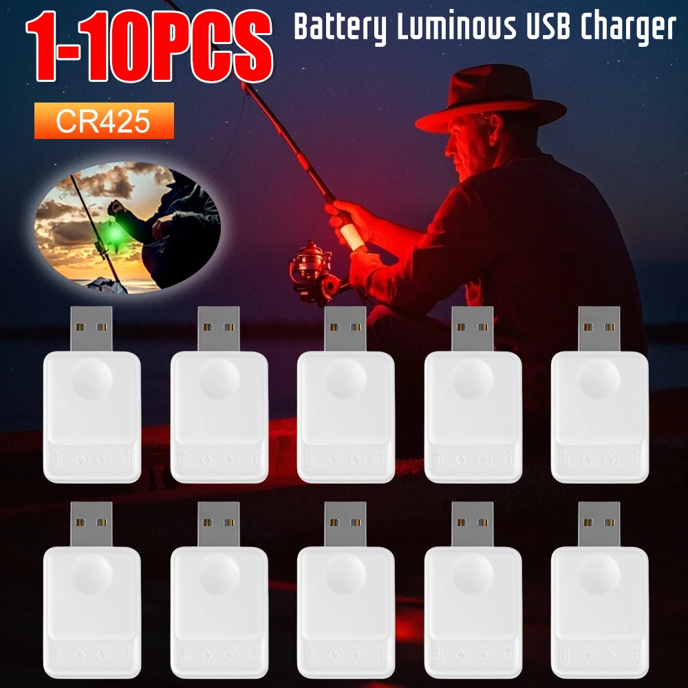 1-10PCS Leucht USB Lade Adapter Elektronische Angeln Float Batterie Ladegerät Für CR425 Batterie LED Angeln Schwimmt Batterie neue Image