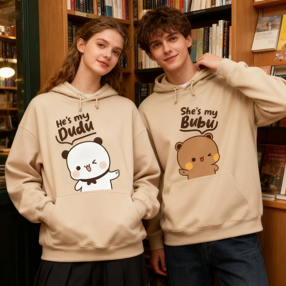 Bubu Dudu Bär Paar Hoodies Passendes Outfit für Sie und Ihn Lässige süße Paar Outfits Herbst Winter Männer Frauen Alltagskleidung Image