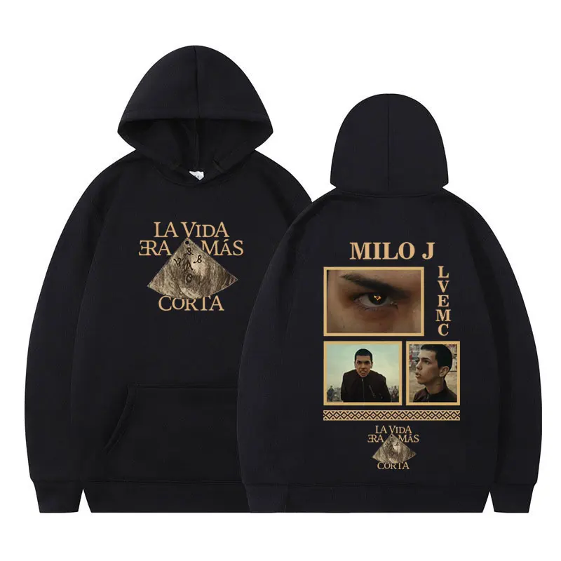 Rapper Milo J La Vida Ära Mas Corta Album Grafik Hoodie Männer Frauen Harajuku Pullover Lange Ärmel Dicke Hip-hop Lose Sweatshirt