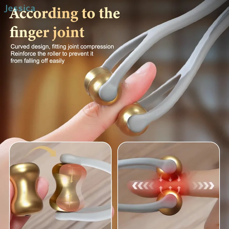  Zweireihiger Messingroller Handgelenkmassageroller Akupunkturpunkt Meridian Multifunktionales Fingermassagegerät Fördert das Blut Image