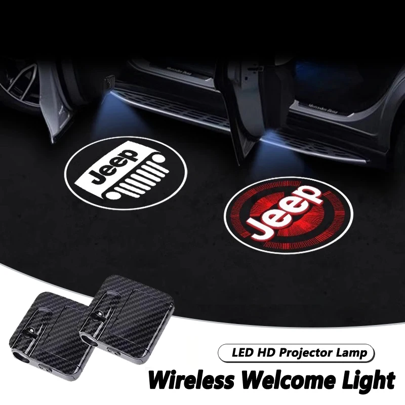 Jeep 2 pezzi porta auto luci di benvenuto lampade per proiettori accessori per Jeep Renegade Compass Grand Cherokee Wrangler Patriot Rubicon