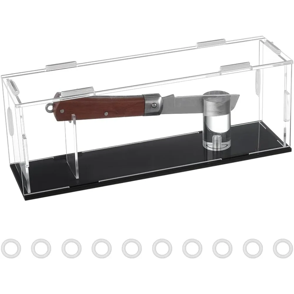 Klare rechteckige Acryl-Vitrine mit schwarzem Sockel, 28,7 x 7,7 x 10,7 cm/11 x 3 x 4 Zoll, einzelner Aufbewahrungsbox-Ständer Image