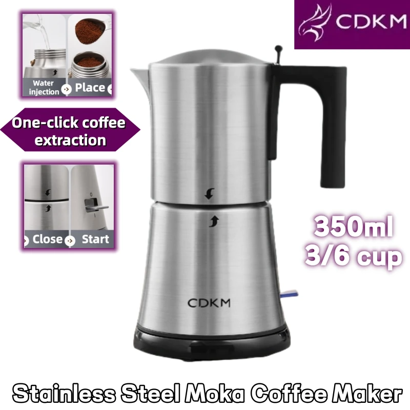 CDKM Moka Pot SUS304 Edelstahl Mokka Espresso Kaffee Elektrischer Espresso Wasserkocher Espresso für Büro Küche Italienischer Kaffee Image