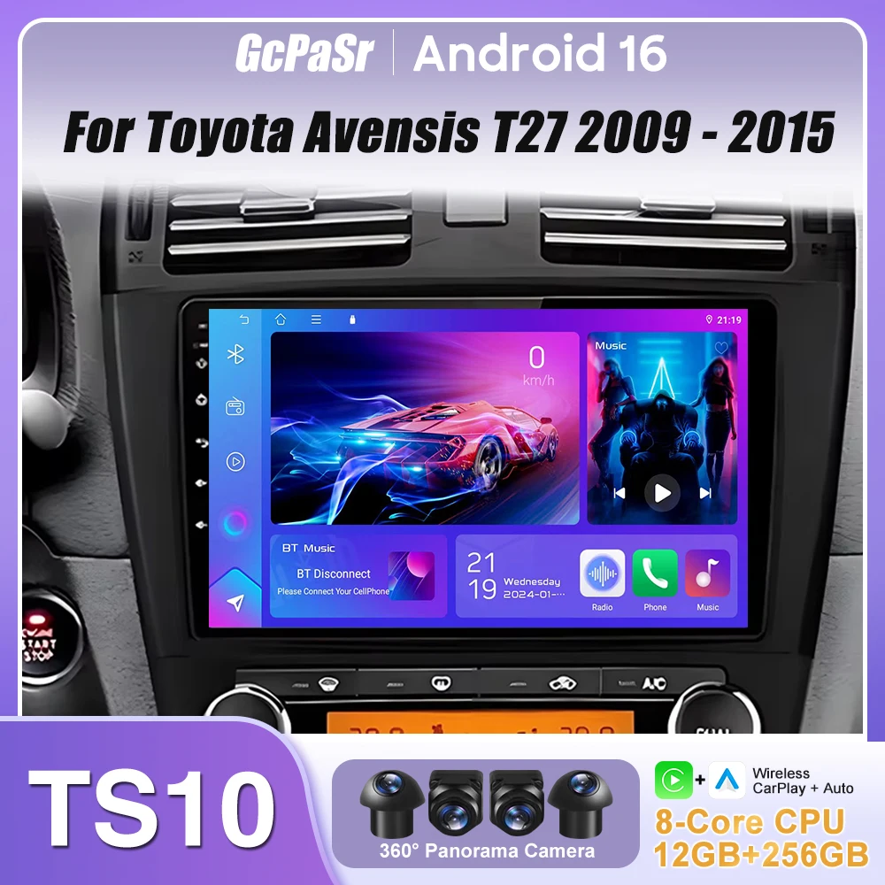 Auto Radio Carplay Für Toyota Avensis T27 2009-2015 Navigation GPS Android Auto Multimedia Player Stereo 4G Autoradio keine 2din DVD Image