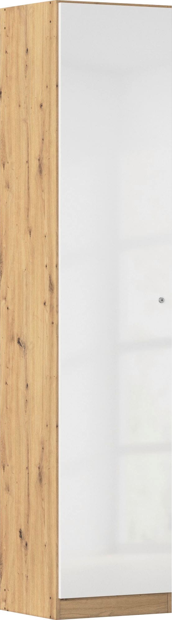 Mehrzweckschrank RAUCH "Garderobe Kleiderschrank Schrank Schuhschrank Putzschrank MINOSA", eiche artisan, hochglanz weiß, B:47cm H:210cm T:41cm, Holzwerkstoff, Schränke, Mehrzweckschrank, In 4 Breiten mit vielen Einlegeböden für viel Stauraum MADE...