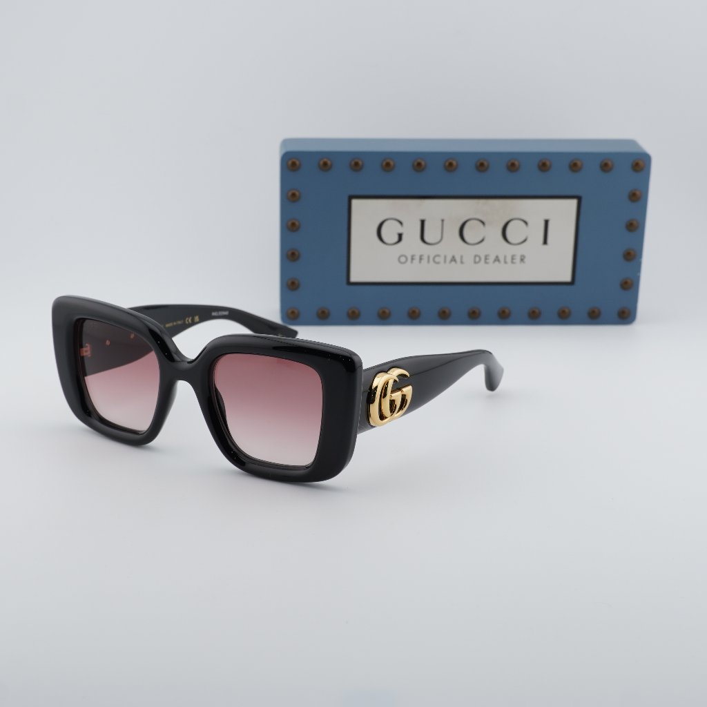 Gucci Accessories | Gucci Gg1975s 001 Square Sunglasses Shiny Black/Red Gradient | Color: Black/Red | Size: 50 - 22 - 145