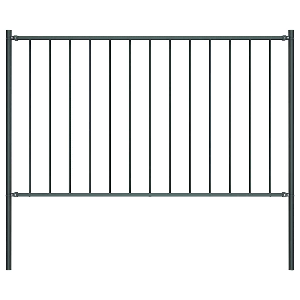 vidaXL Zaunelement mit Pfosten Pulverbeschichteter Stahl 1,81x0,75 m Anthrazit Image