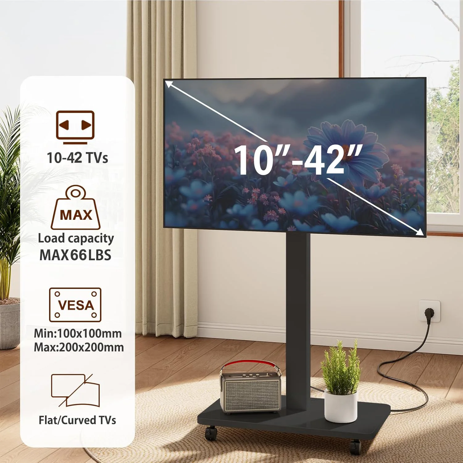 Meuble TV roulant pour téléviseurs 10