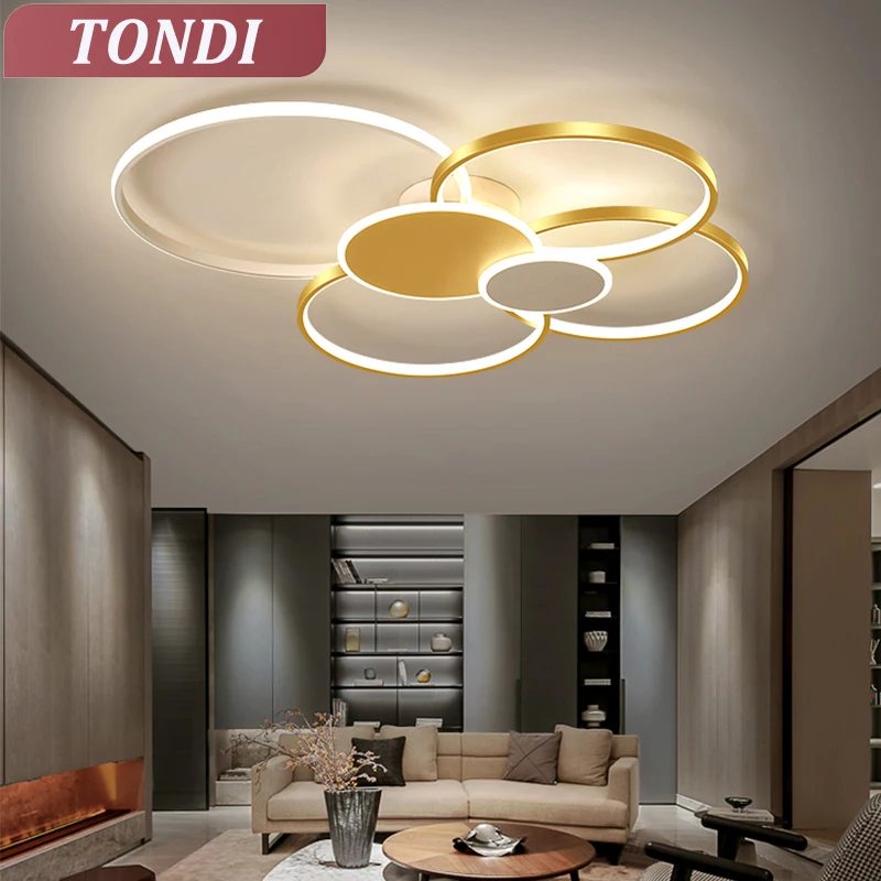 Moderne LED-Ring-Deckenleuchte für Wohnzimmer, Schlafzimmer, Esszimmer, Küche, Gold/Schwarz, Heimdekoration, Kronleuchter, Innenbeleuchtung