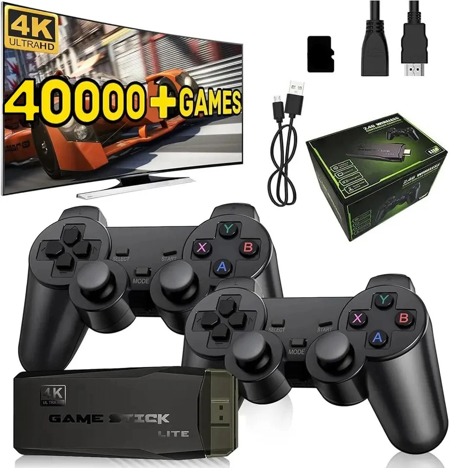 DropShipping Gift M8 Console Video Game Sticks 2 4G Dual Wireless Controller 4K Game Stick 10000 Games 64GB Retro Game