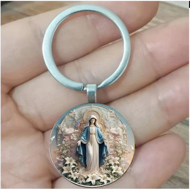 Vintage-Schlüsselanhänger der Jungfrau Maria, religiöses Vintage-Symbol, elegantes Geschenk für Festivals und besondere Anlässe Image