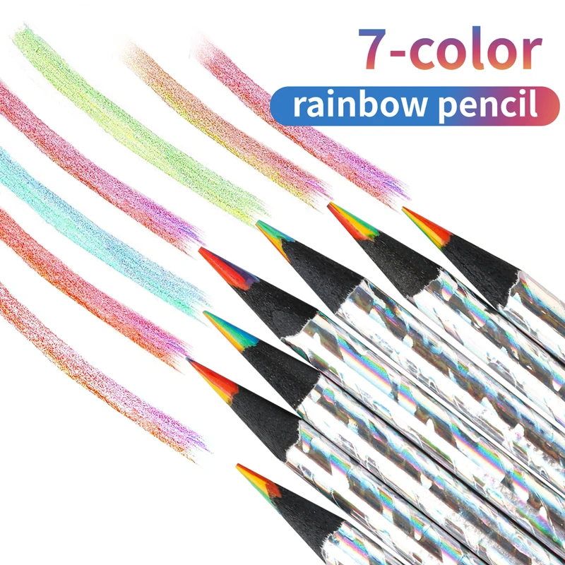 5 stücke 7 Farben konzentrische Farbverlauf Regenbogen Bleistift Pastell Buntstifte Buntstift Set billige kawaii Briefpapier Kunst Malerei Zeichnung Image