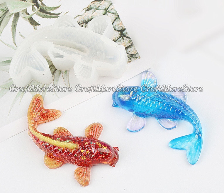 3D silicone Koi stampo-Cristalli pesce resina stampi-Koi silicio stampo-Resina gioielli pendente stampo-Pesce Cioccolato stampo-Fondente stampo-Home D