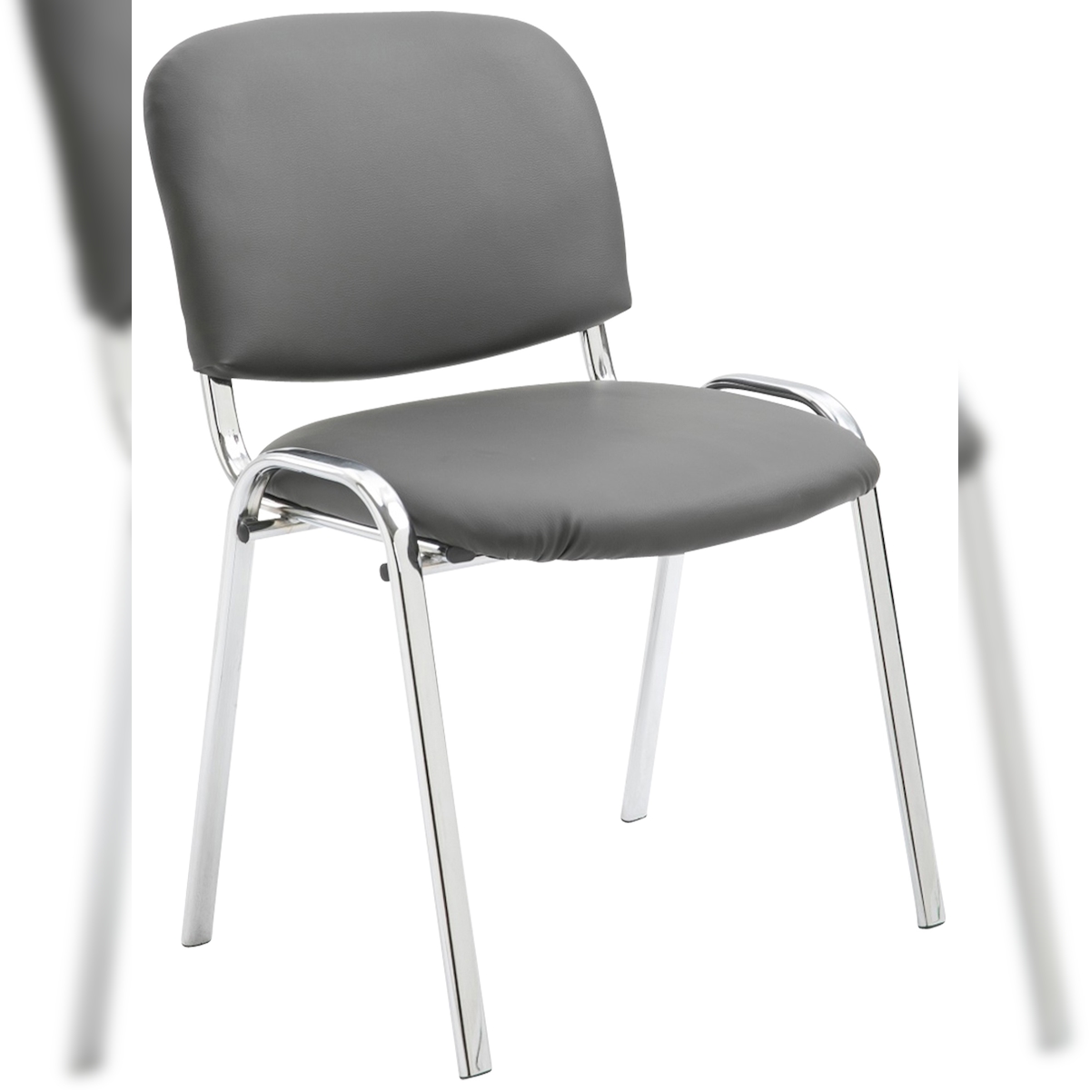 DELUKE Besucherstuhl ZAGREB - Kunstleder Grau 54x48x79 cm | Besucherstühle Konferenzstuhl Wartezimmerstuhl Bürostühle Bürostuhl Konferenzraum Wartezimmer Image