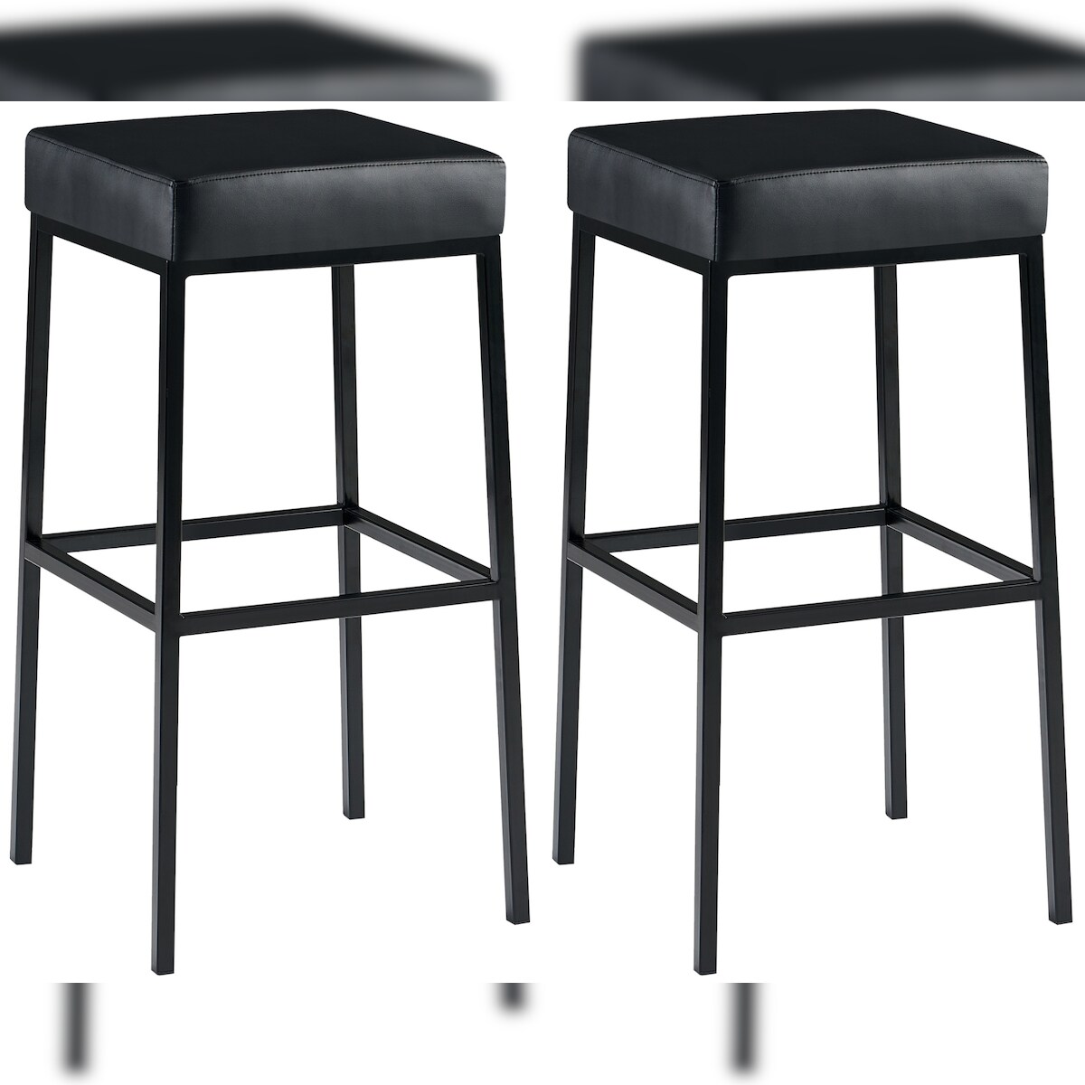 DELUKE 2er Set Barhocker BIDAN - Kunstleder Schwarz 37x37x78 cm | Barstuhl Mit Lehne Tresenhocker Tresenstuhl Kneipenhocker Kneipenstuhl Image